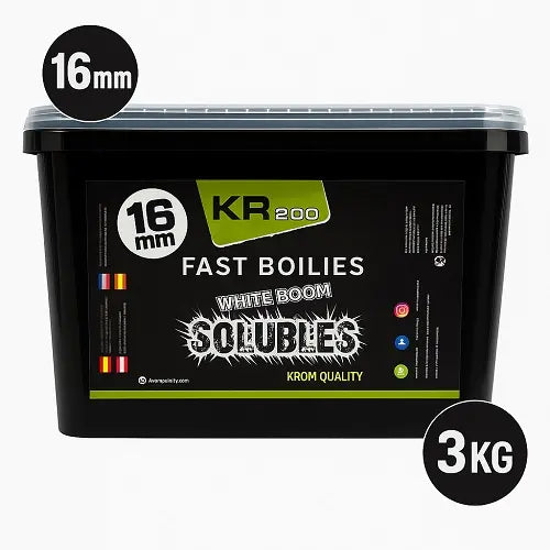 Boilies Solubles Krom Quality KR200 White Boom 16 mm 3KG