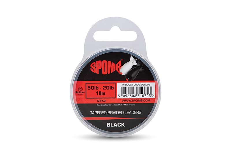 Trenzado cónico Spomb Negro 0,20 - 0,38 mm - 3 x 10 m - Tienda Carpfishing