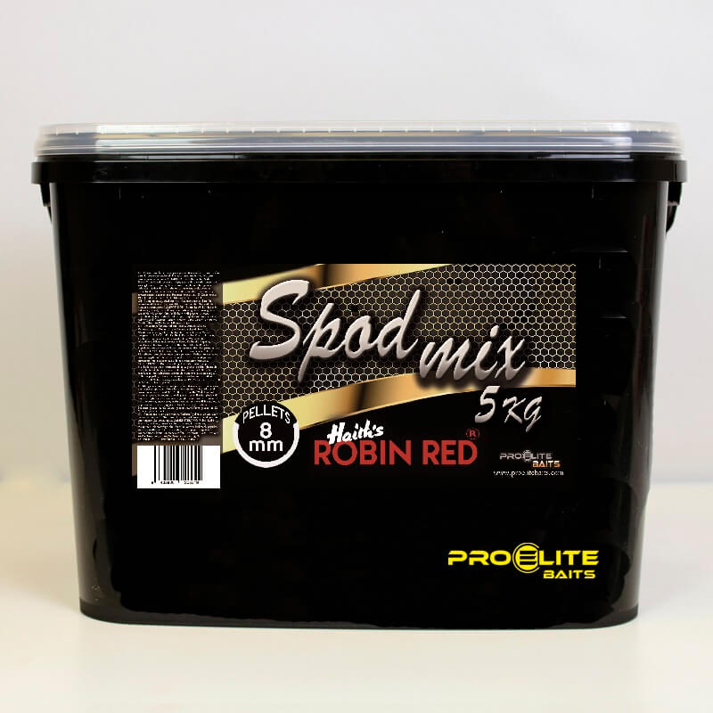 Cubo Pellets Spod Mix Pro Elite Baits Gold Robin Red 8 mm 5 kg - Tienda Carpfishing
