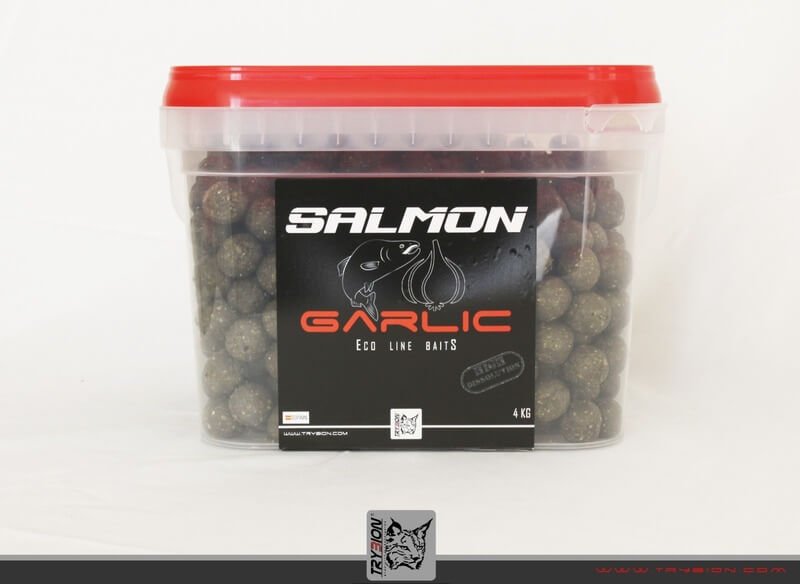 Cubo Trybion Boilies Salmón Garlic 4 Kg - 18 mm - Tienda Carpfishing