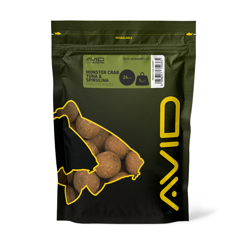 Boilies Avid Carp Premium Monster Crab Tuna & Spirulina 24 mm