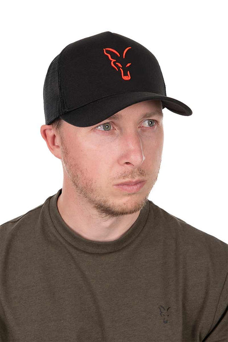 Gorra Fox Trucker Negro-Naranja - Tienda Carpfishing