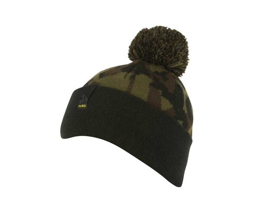 Gorro Avid Carp Camo y Negro con bola