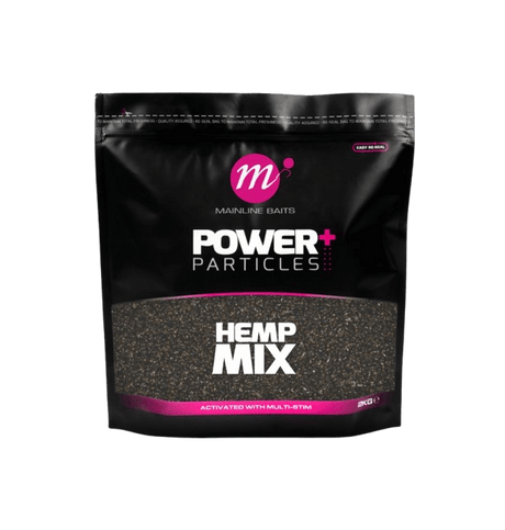Mainline Power+ Hemp Mix 2kg, ideal for carpfishing, enriched with Multi-Slim for enhanced feeding response.