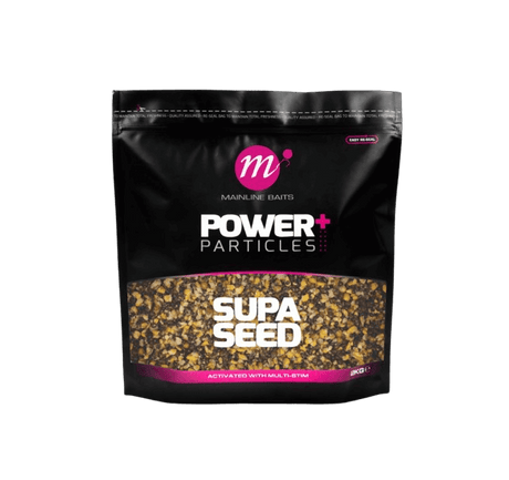 Mix Semilla Mainline Power+ Supa Seed 2 kg for carpfishing, featuring a rich blend of hemp, wheat, and activated with Multi-Slim.