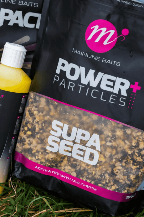 Mix Semilla Power+ Supa Seed 2 kg from Mainline Baits, ideal for carpfishing with Multi-Slim attraction.