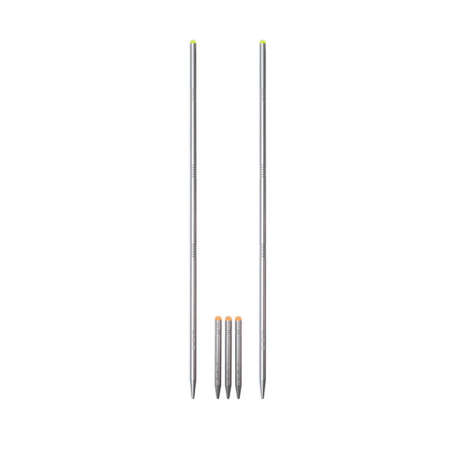Pica de distancia ESP Wrap Sticks: dos palos de acero inoxidable y tres marcadores en funda resistente para carpfishing.