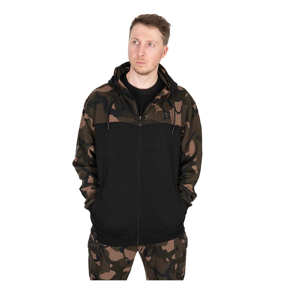 Sudadera Fox LW Negro y Camo con capucha y cremallera