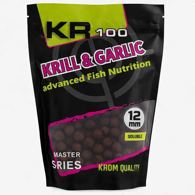 Boilies Solubles Krom Quality KR100 Krill & Garlic 12 mm 800G - Tienda Carpfishing