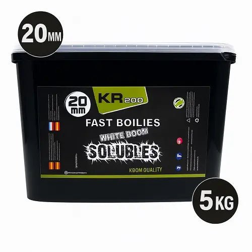Boilies Solubles Krom Quality KR200 White Boom 20 mm 5KG - Tienda Carpfishing