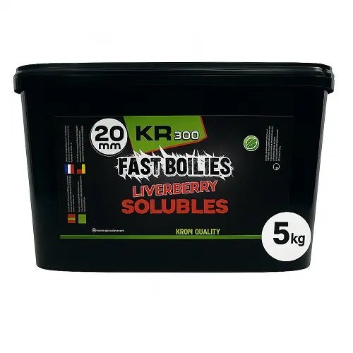 Boilies Solubles Krom Quality KR300 LiverBerry 20 mm 5KG - Tienda Carpfishing