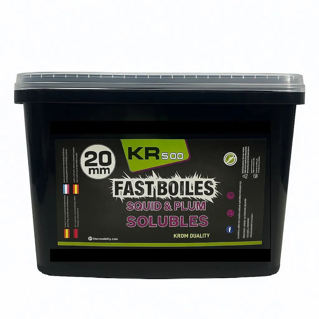 Boilies Solubles Krom Quality KR500 Squid & Plum 20 mm 5KG - Tienda Carpfishing