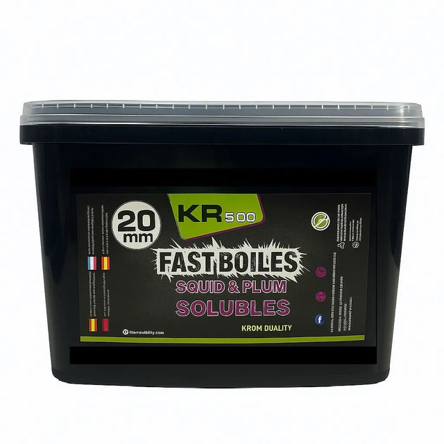 Boilies Solubles Krom Quality KR500 Squid & Plum 20 mm 5KG - Tienda Carpfishing