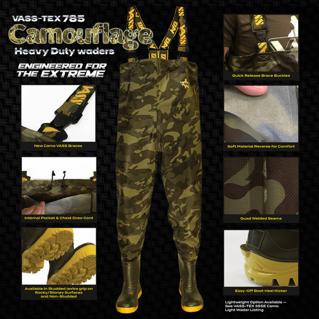 Vadeador Vass Tex 785 E Series Chest Camo - Tienda Carpfishing