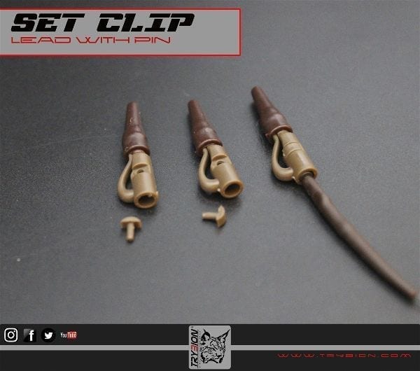 Set clip plomo con pasador marrón Trybion - Tienda Carpfishing